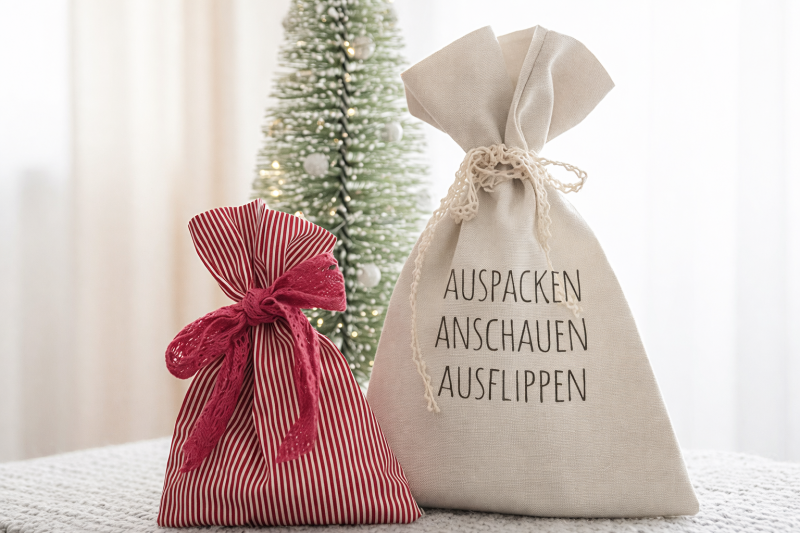 Preview: Auspacken, Anschauen, Ausflippen Spruch - redwork Stickdatei